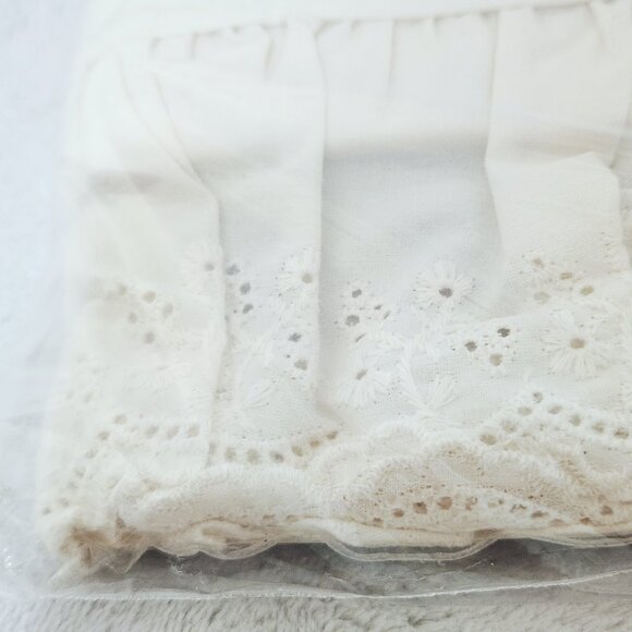 Ralph Lauren Flat Twin Sheet Bromley Linen Cream Color 100% Cotton Ruffle Eyelet - Picture 7 of 8